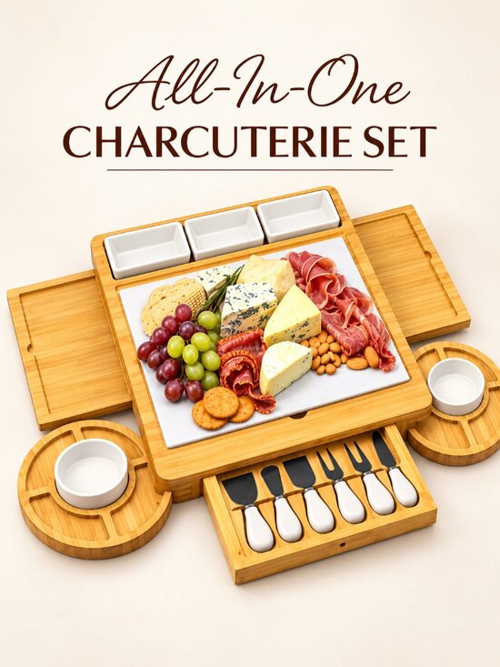 Spicy Tabanca Other - Spicy Tabanca Bamboo Charcuterie Board Gift Set with Serving Accessories - NWT